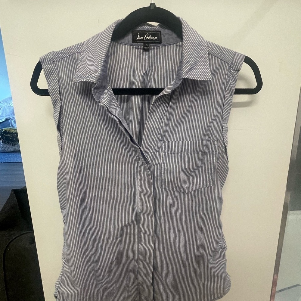 Sam Edelman Blue Striped Sleeveless Top - Picture 3 of 8